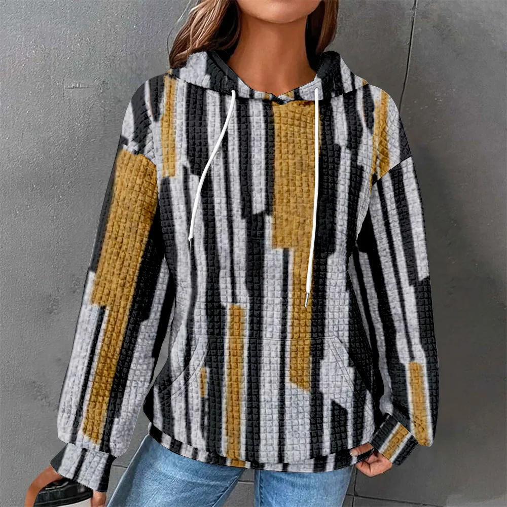 

Осенняя Толстовка с длинным рукавом, винтажный пуловер, повседневный свитшот в полоску, верхняя одежда, уличная одежда, женская одежда, стильная модная Толстовка