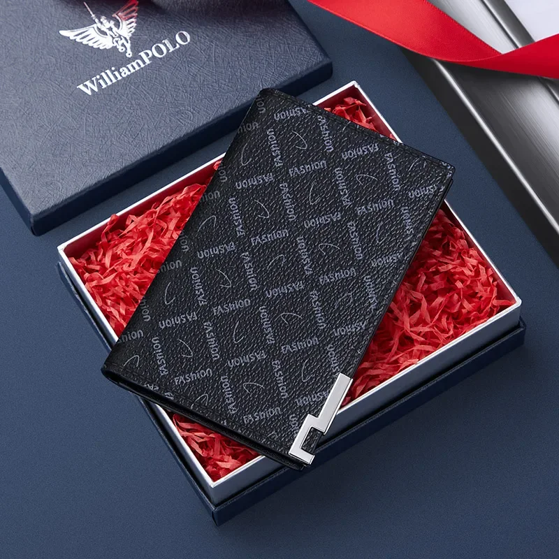 

Men's gift Men's wallet British Short Thin Money clip PVC card bag Driver's license cover