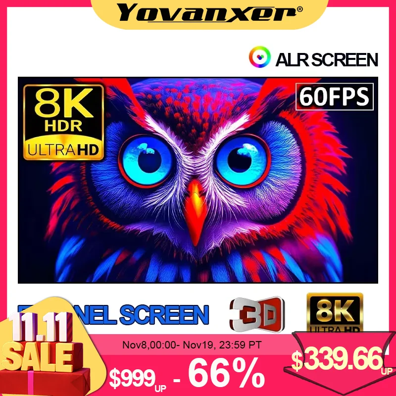 2024 Top Fresnel ALR Projection Screen Fixed Frame Ambient Light Rejecting New 3.0 Best for Normal Projector CLR 8K HD 1cm Bezel