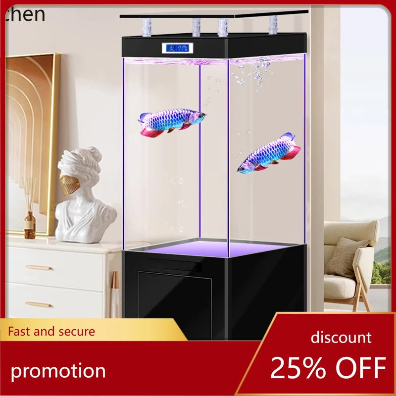 

HT white glass arowana tank new vertical living room small and medium bottom filter free family box