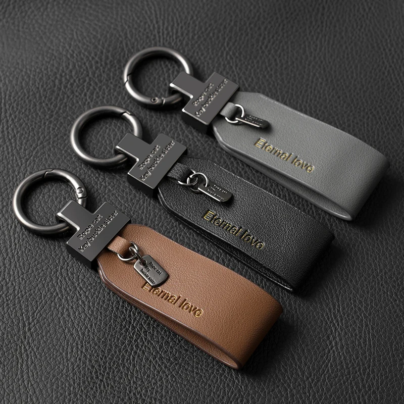 Car Keychain, Zinc Alloy Leather Keyring, Car Keychain Handle Rope, High-End Luxury Metal Keychain, Horseshoe Buckle