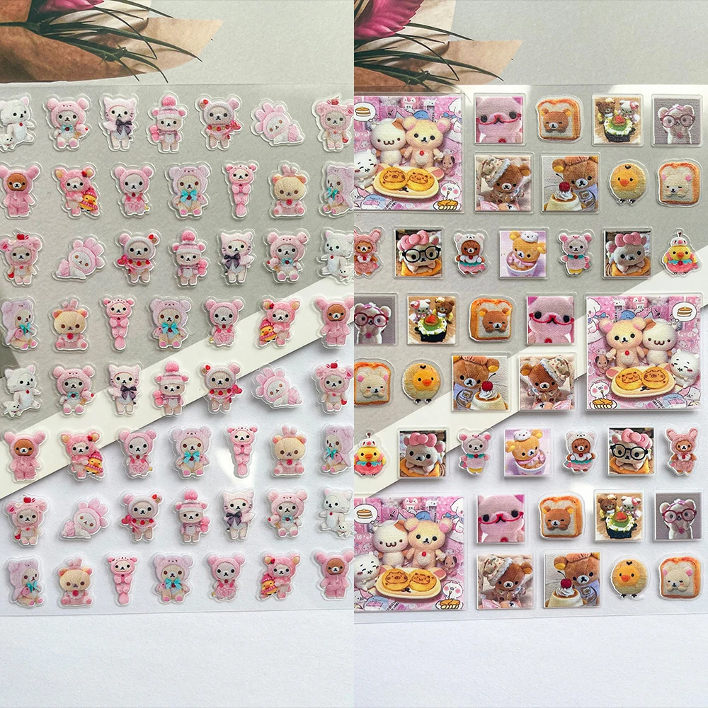 

Pvc Super Mini Pink Rilakkuma Luggage Tags Stickers Nail Art Waterproof Cute Decorate Makeup Box Stationery Box Laptop Stickers