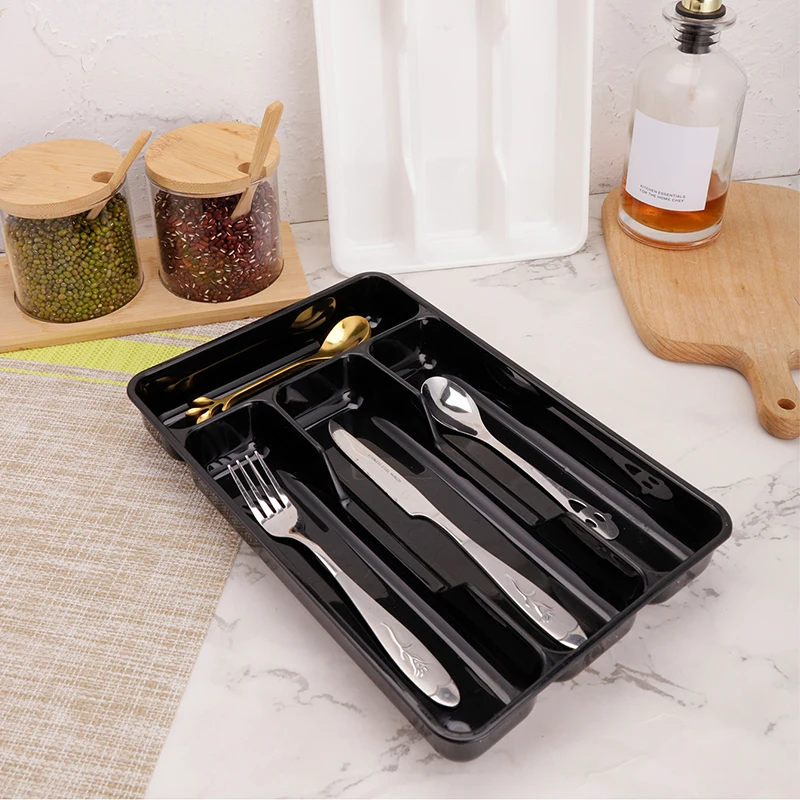 Cutlery Organizer Box Separation Storage Box Tableware Drawer Organizer Eco-Friendly PP Kitchen Spoon Knife Cutlery Tray Holder