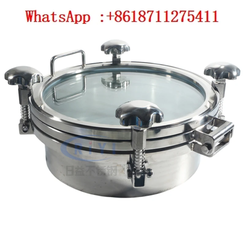 

304 sanitary grade large glass pressure manhole stainless steel flange sight glass window visual hand hole brewing manhole
