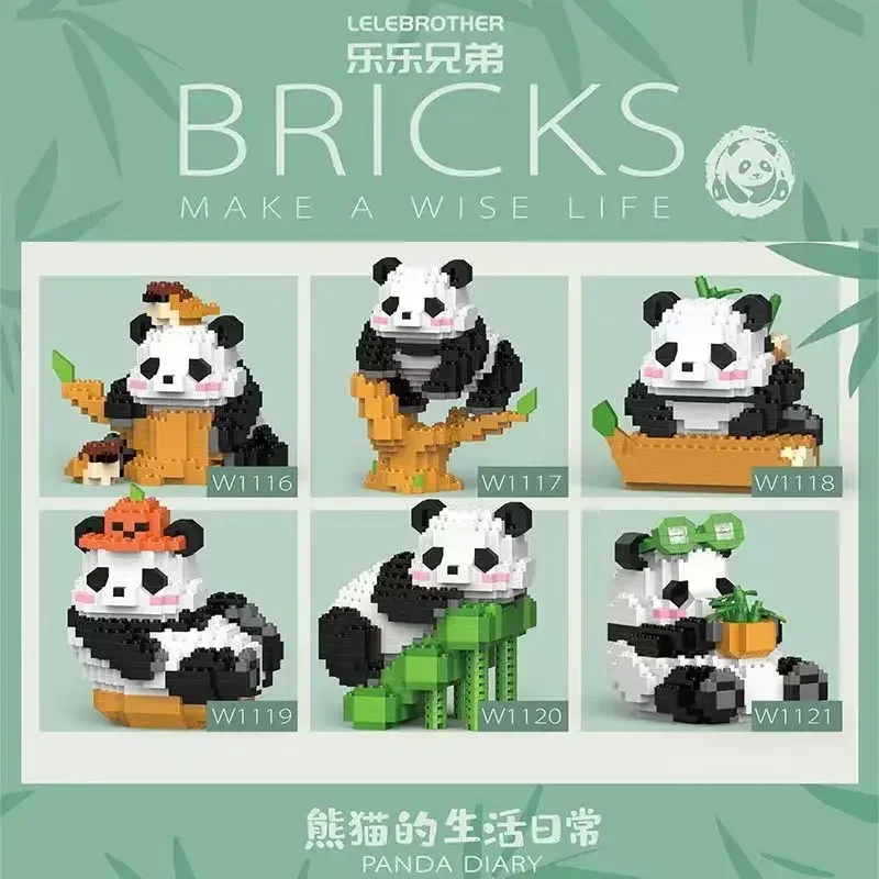 Fashion Cute Mini Panda Micro Building Blocks 3D Diamond Model Animals Bricks DIY City Construction Toys for Children Kids Gift