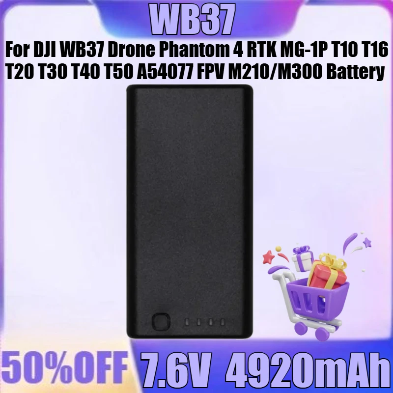 

New for DJI WB37 Drone Phantom 4 RTK MG-1P T10 T16 T20 T30 T40 T50 A54077 FPV M210/M300 Battery 4920MAH