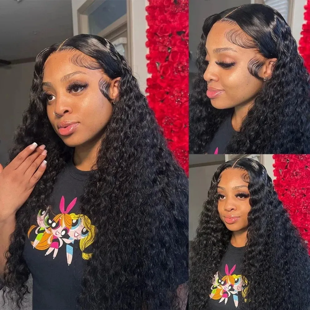 วิกผมแท้แบบลูกไม้ HD ขนาด 30 38 นิ้ว ทรงลอนลึก 13x6  วิกผมแท้แบบลูกไม้เต็มศีรษะ 360 สำหรับผู้หญิงผิวสีดำ ความหนาแน่น 200