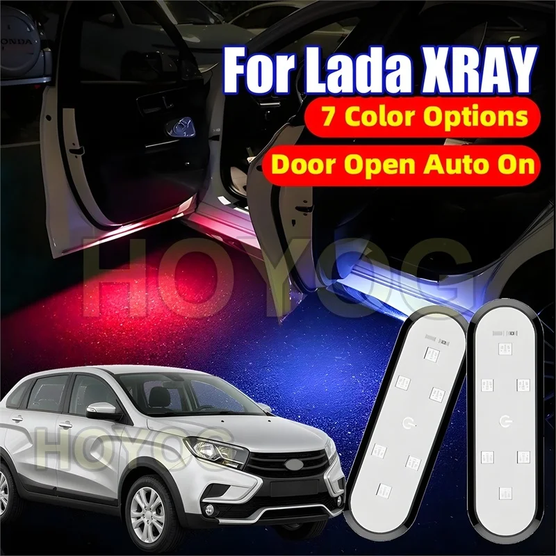 For Lada XRAY 2016-2022 USB Rechargeable Wireless 1-4pcs Car Door Courtesy Light with Automatic On/Off for Ground Lighting