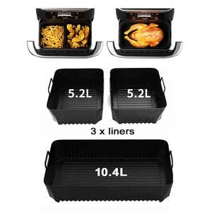 Hot Rectangle Air Fryer Silikon Liner untuk Ninja DZ071 / AF500UK Keranjang Penggorengan Udara Pengganti Mesin Pencuci Piring Aman Air Fryer Liner 10 baki silikon penjualan terbaik untuk penggorengan udara - №