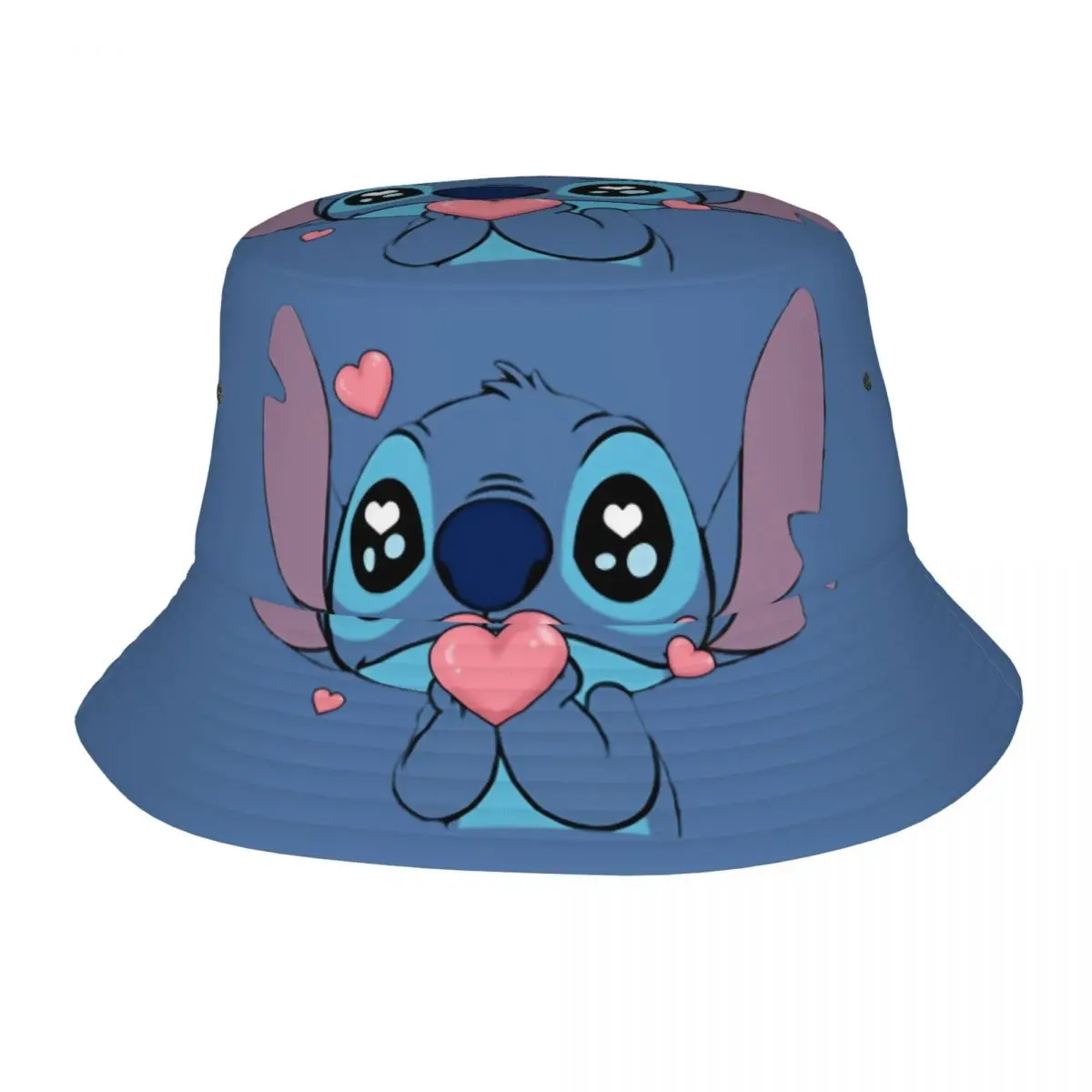 Unisex Kawaii Bucket Hats Funny Stitch Cartoon Accessories Bob Hat For Beach Headwear Lightweight