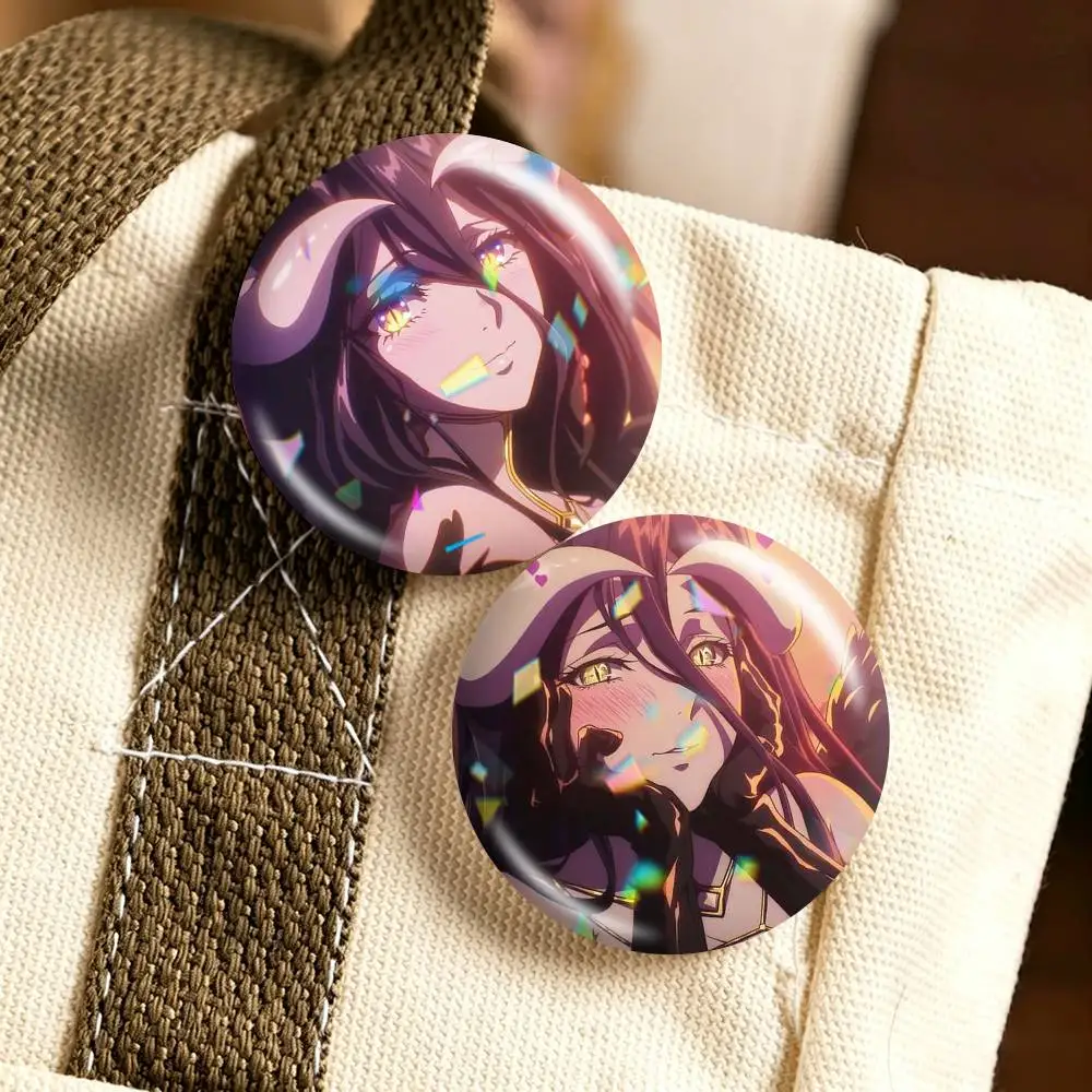 Anime O-Overlord Albedo 25 32 44 58 75mm Badges Personalized Round Brooches Pins Accessory Gift