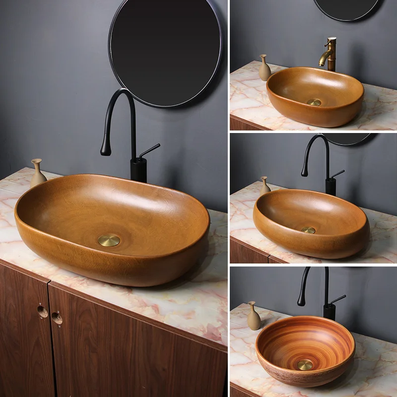 

On-stage basin wash American retro small B & B wash household ceramic art outdoor single