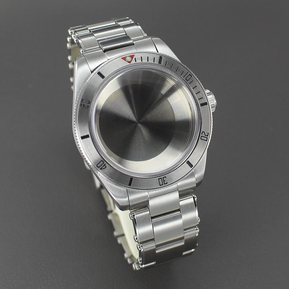 

38mm Men's Watch Case Steel Bracelet Unidirectional Rotation Bezel For Nh34 Nh35 Nh36 Nh70 Nh38 Movement Cases Sapphire Crystal