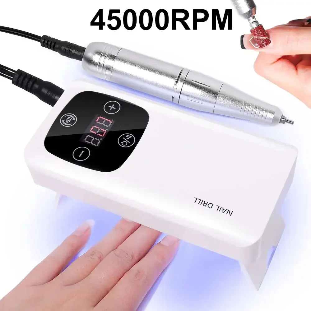 

Portable 2-in-1 45000RPM Nail Drill And UV Lamp Rechargeable for Manicure Nail Polish Acrylic Gel Exfoliate Cuticles Machine