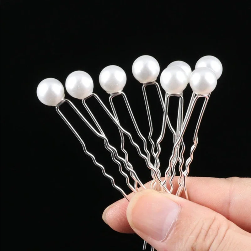 Fashionable and Elegant Wedding Hair Comb 20 Pieces Korean Pearl U-shaped Hair Clip for Women's Charm Hairdress Accessory