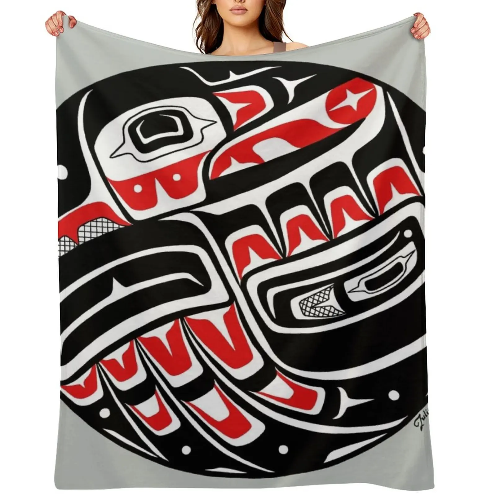 Raven Steals The Sun - PNW style Throw Blanket Luxury Designer Sofas Weighted Plaid Camping Multi-Purpose Blankets