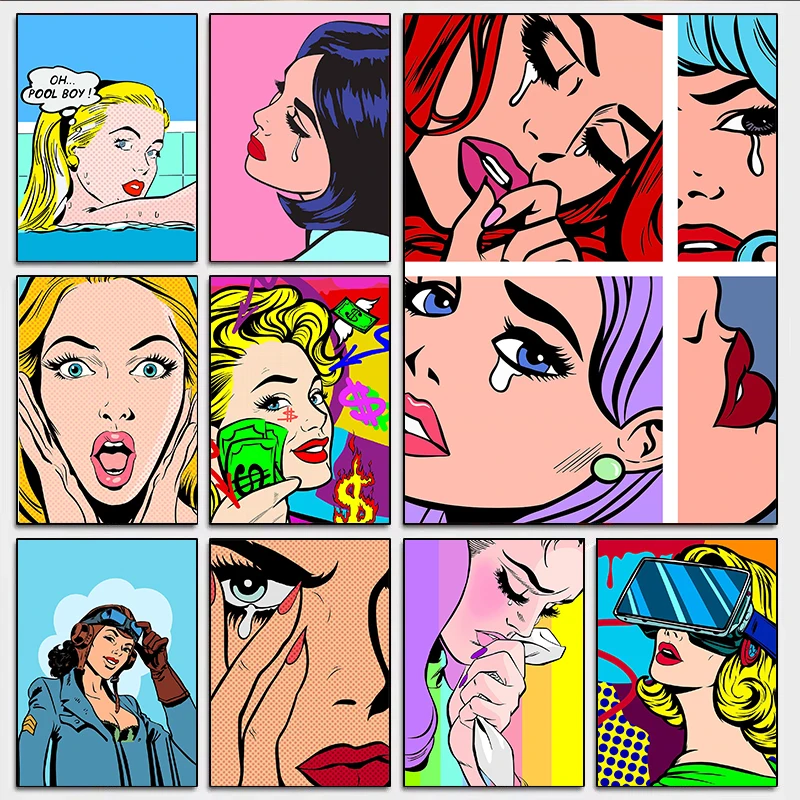 Retro Comics Pop Posters Prints Modern Comics OMG abstract Face Canvas Painting Wall Art Picture for Living Room Home Decoration