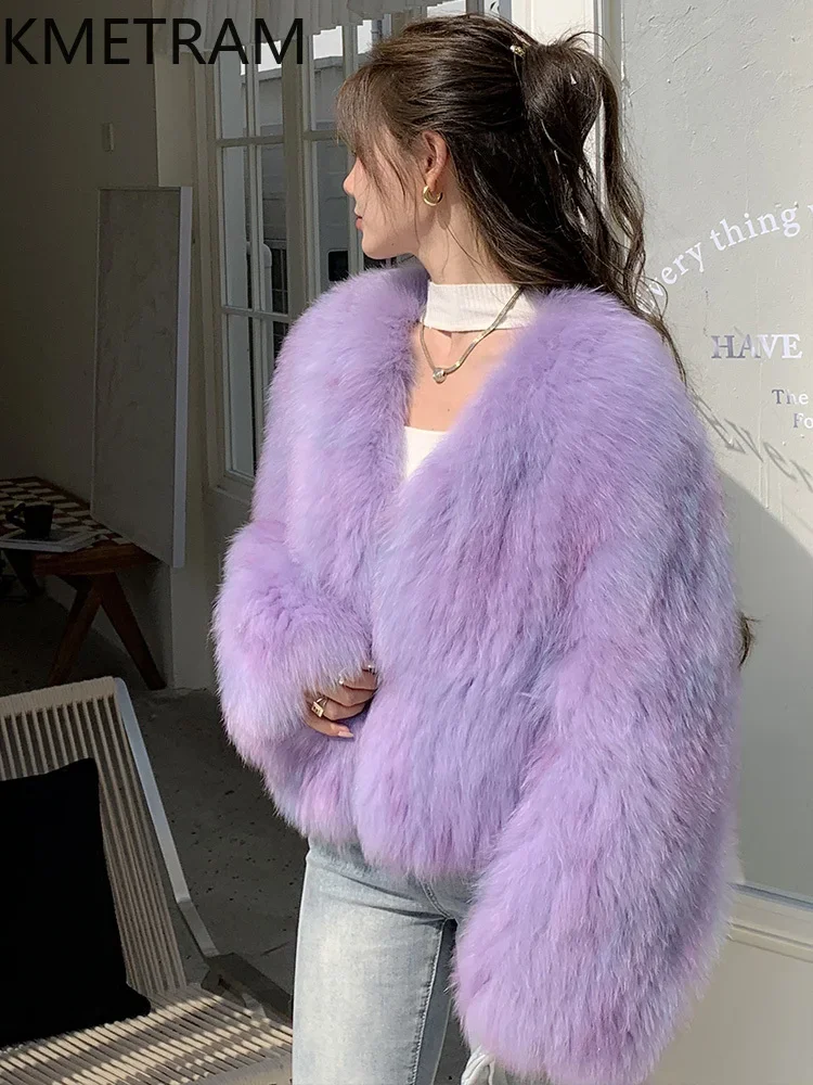 Natural Fox Fur Coat Women Luxury 2024 New in Outerwears Winter Clothes Woman Korean Fashion Cropped Fur Jacket шуба женская