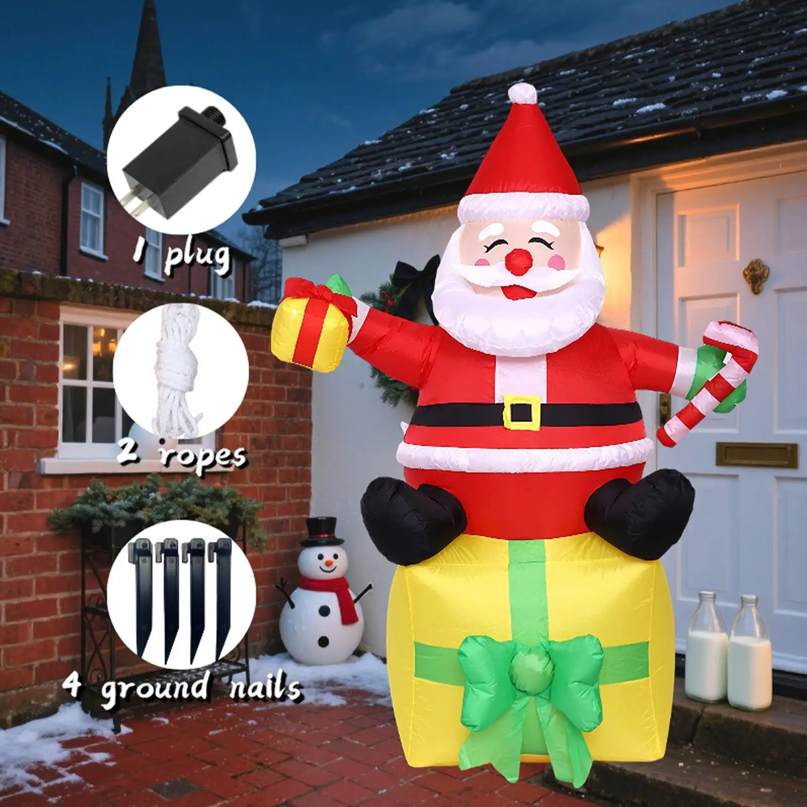 

Надувной Санта 1,8 м светодиодный светильник украшения Санта-Клаус надувной для семьи друг Крытый Открытый Праздник Газон Сад Дом