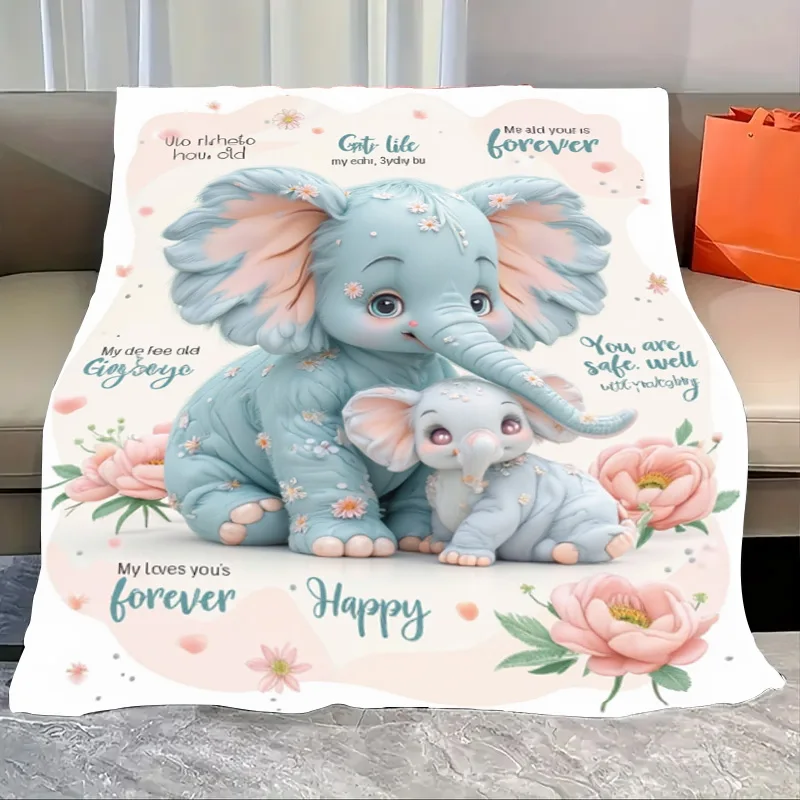 

Flannel Blanket-Soft Lightweight All-season Adorable Elephant Baby Blanket Soft Cozy for Newborns Kids Gift
