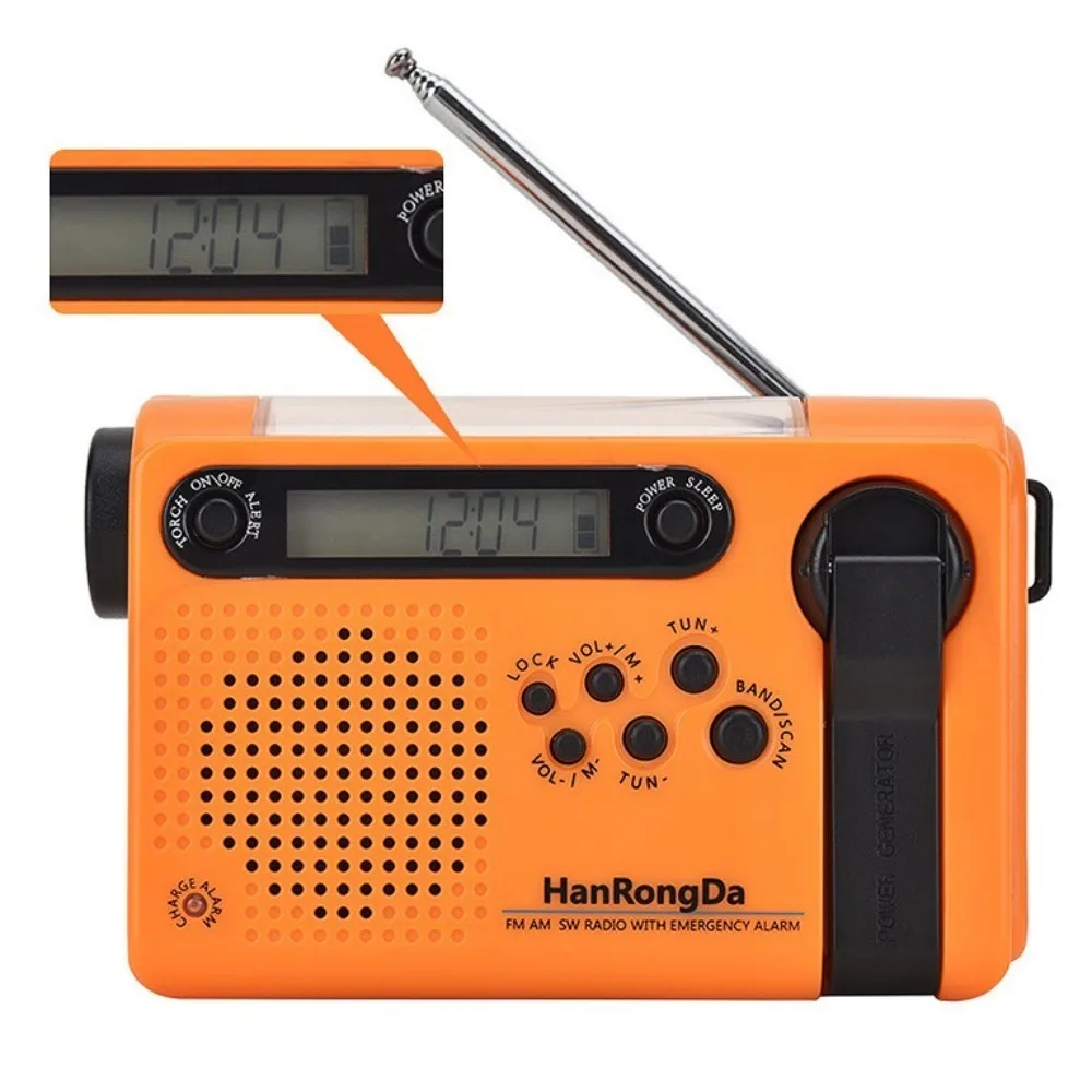 

2000mAh Portable Solar Hand Crank Radio Power Bank Phone Charger USB Charging Hand Radio 3 in 1 LED Flashlight