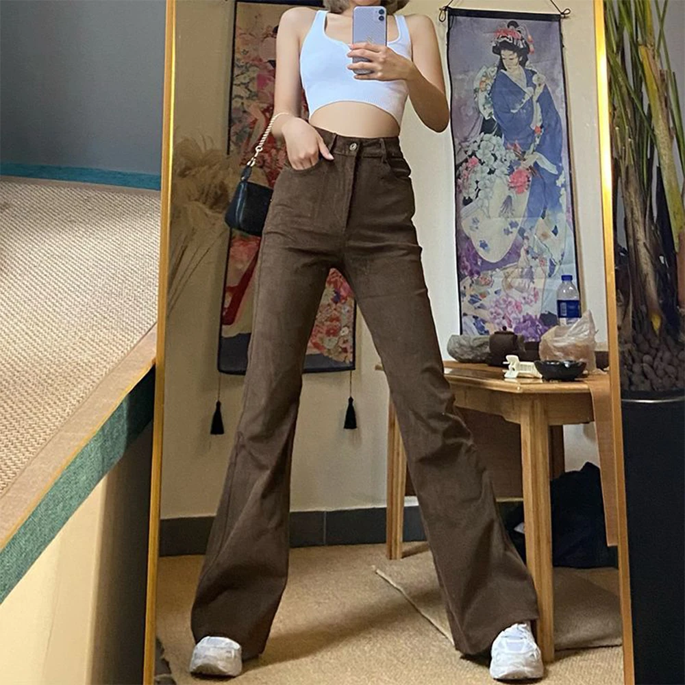 Women's Pants Vintage Jeans Woman High Waist Korean Fashion Straight Leg Jeans Streetwear  Denim Female Clothing Flare