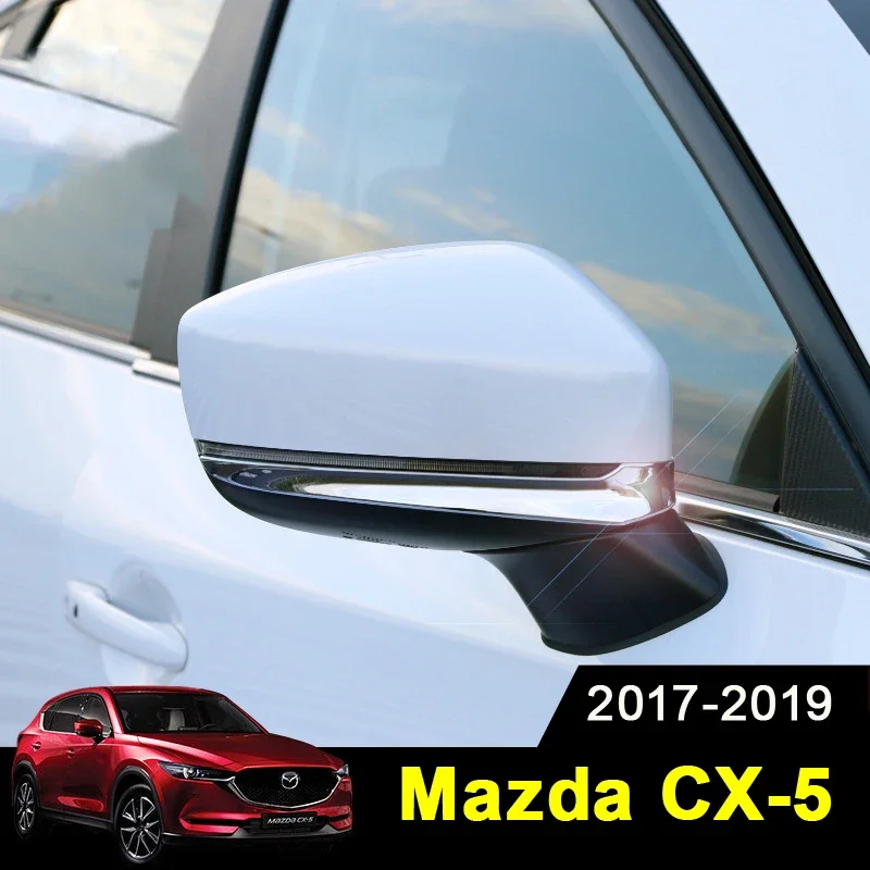 For Mazda CX-5 CX5 2017-2023 2024 Car Rearview Mirror Decoration Trim Rear View Mirror Cover Trim Strips Exterior Accessories