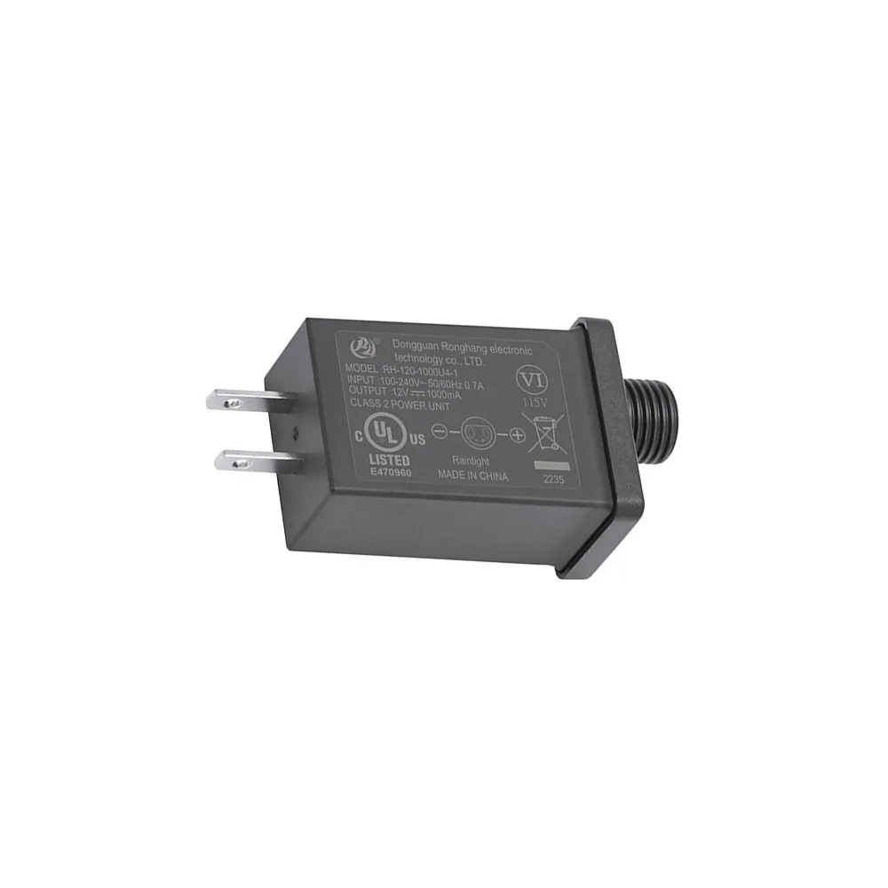 12V 1A Output Class 2 Power Supply Converter IP44 Waterproof Transformer LED Adapter US Plug Replacement Yard Inflatable Adapter