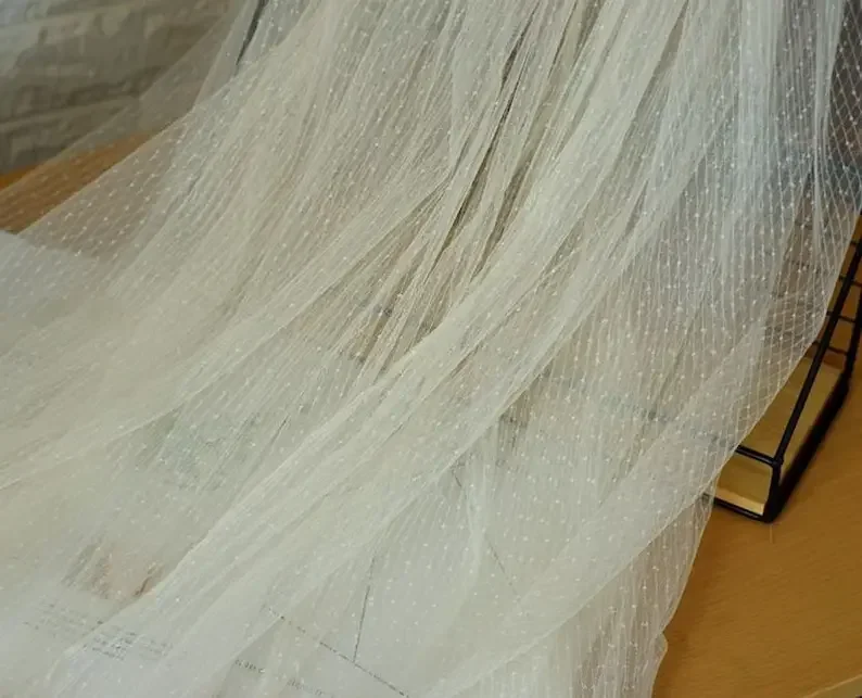 9 Colors Colored dots embroidery lace fabric dot soft mesh tulle fabric  Girl Dress Tutu Dress Wedding Dress Bridal Veil 1 Yard