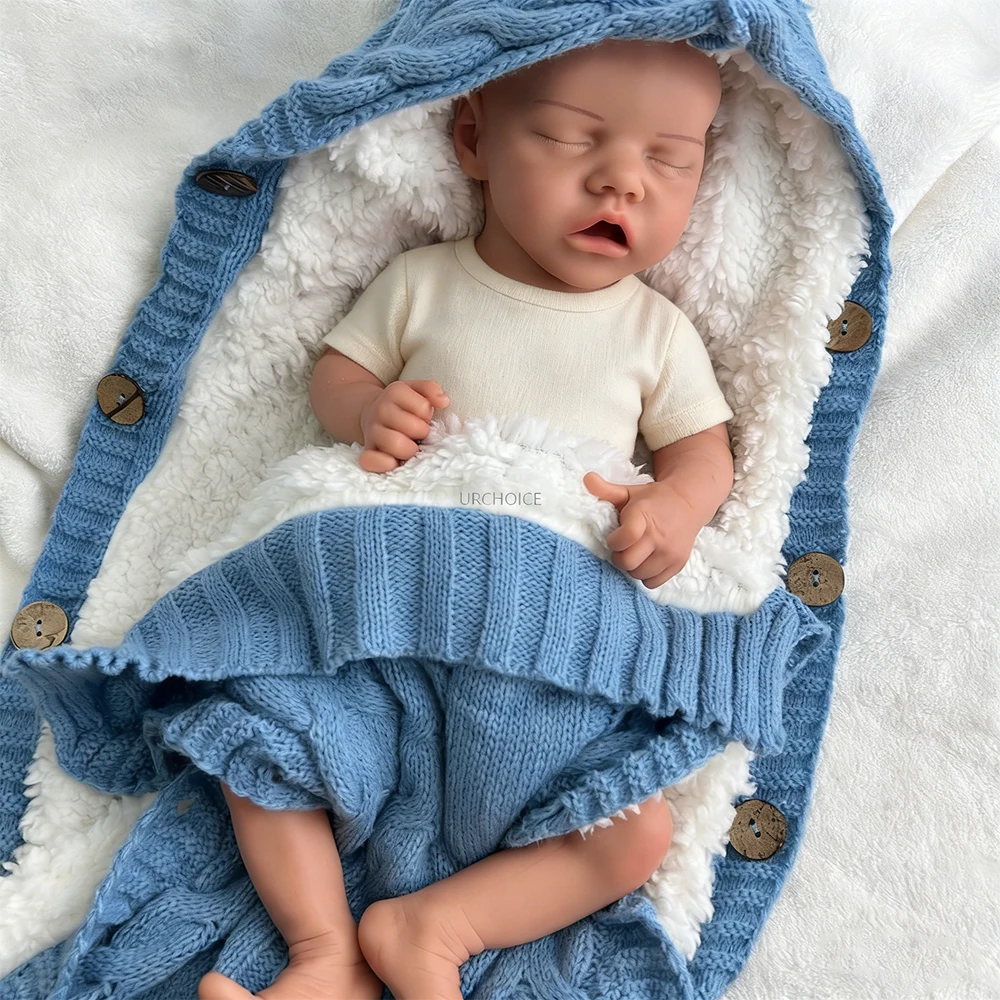 Handmade 3D Skin Painted Baby Girl 18Inch Full Body Soft Silicone Reborn Doll Lifelike Washable Weighted Doll for Collection