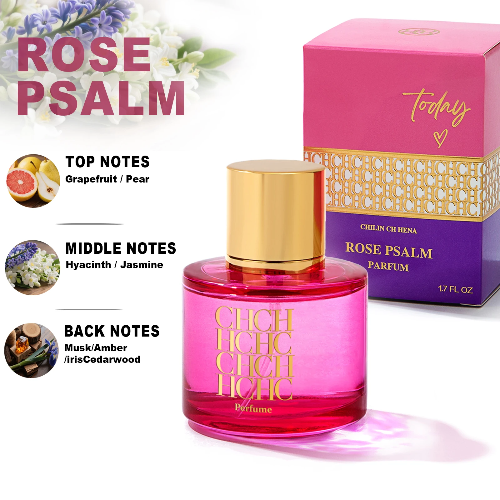 Romantic Pink Floral Perfume 2025 Grapefruit Pear Jasmine Iris Musk Amber Gift Set For Her Date Night Valentine's Day Luxury