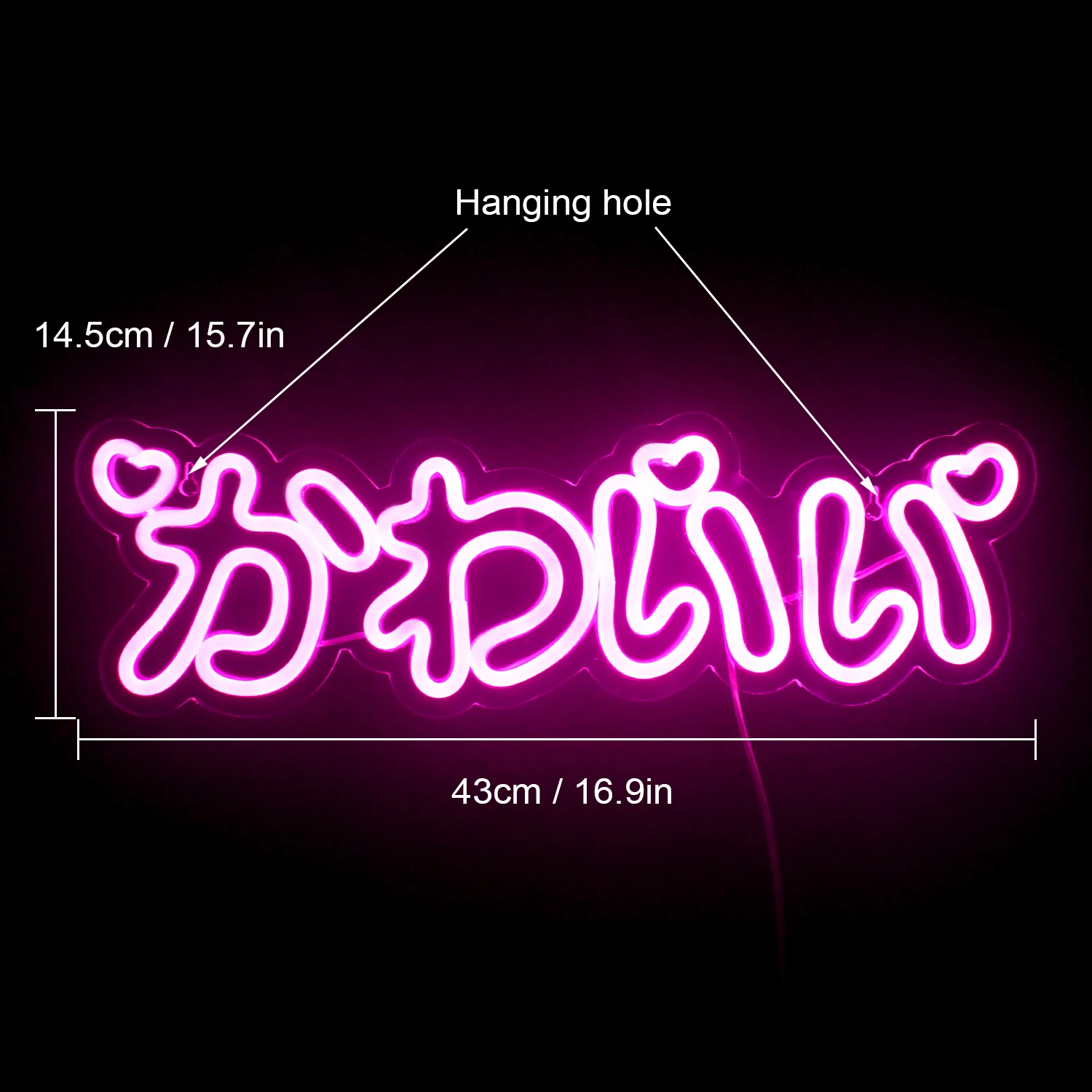 Imagem -02 - Japonês Kawaii Led Neon Sign Bonito Significado Luzes Estética em Casa Decoração do Quarto Presente de Festa de Aniversário Lâmpada de Parede de Bar Logotipo Item