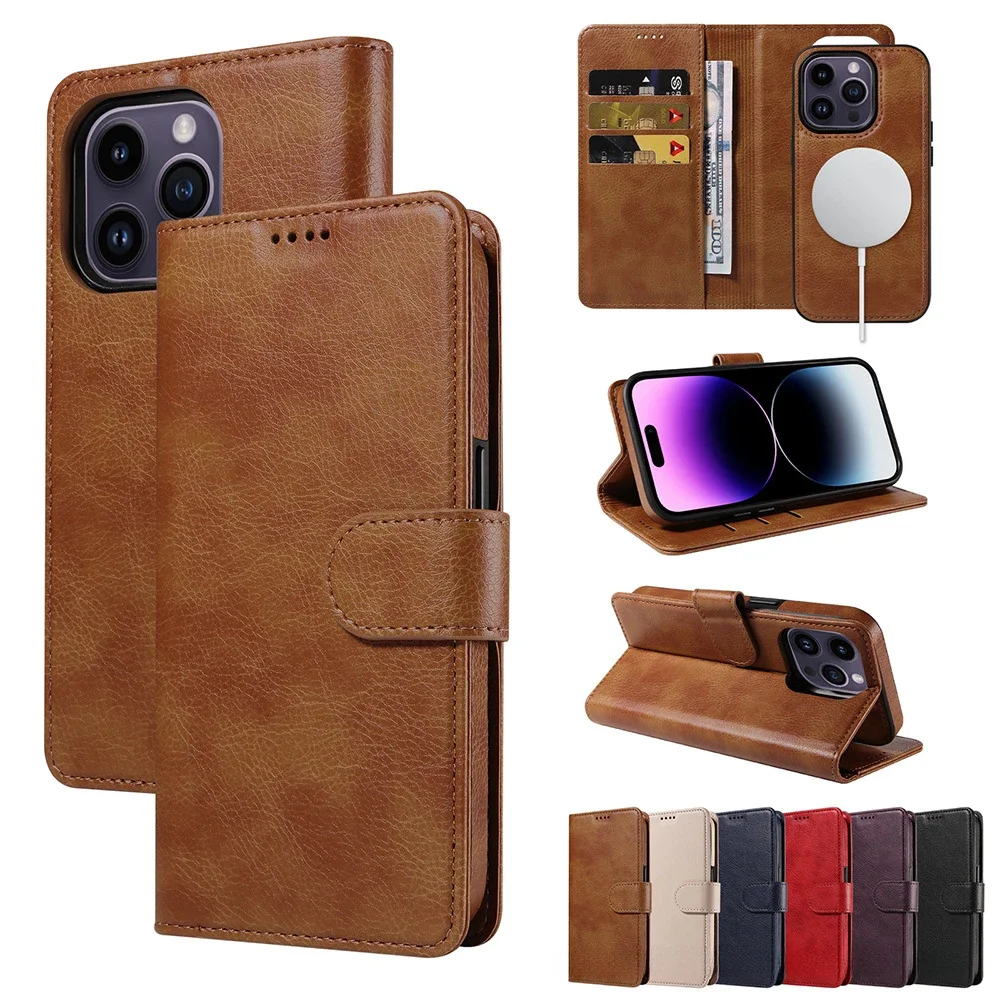 

2 in 1 Detachable Magnetic Phone Case for IPhone 15 14 Plus 13 12 11 Pro Max Wallet with Card Holder PU Leather Protective Cover