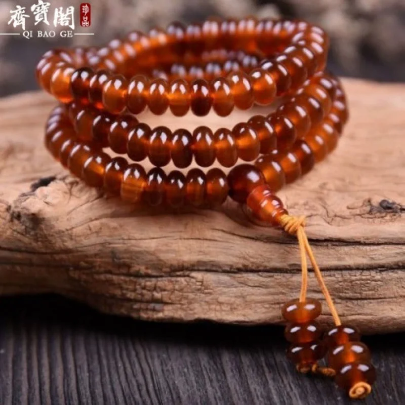 Authentic natural full-blooded mountain bracelet with golden armored turtle shell round , abacus beads, and 108 Budd