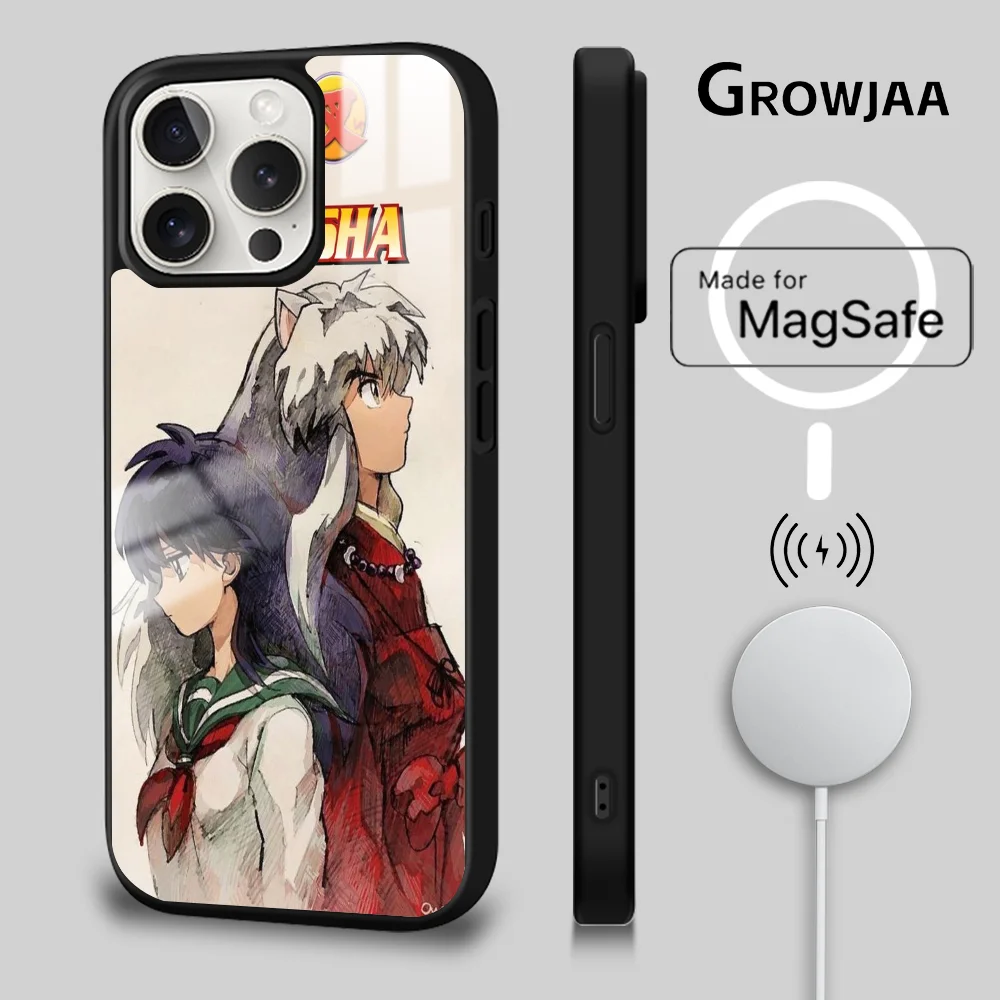 Classic Inuyasha Phone Case For iPhone 16 15 14 13 12 11 Pro Max Plus Mini New Magsafe Mirror Wireless Magnetic Cover