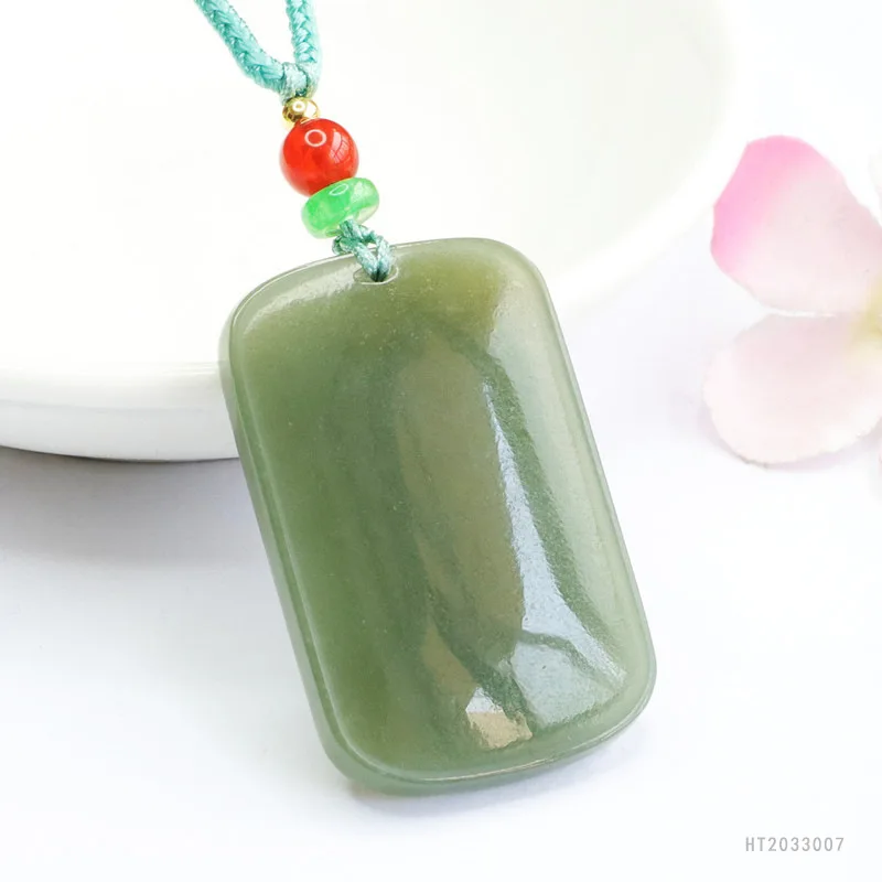 

Natural Hetian Jade Square Plaque Pendant Minimalist Lucky Charm HT2033007