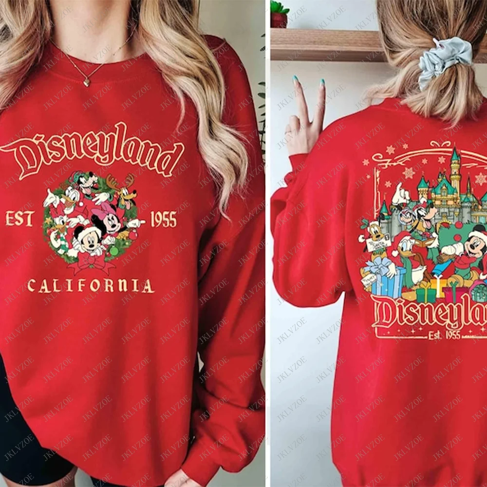 ديزني لاند ميكي عيد الميلاد الفتيات تي شيرت ميني رحلة مرح حفلة ديزني الأسرة هوديي البلوز أفضل هدية الخريف الشتاء Pullove #5
