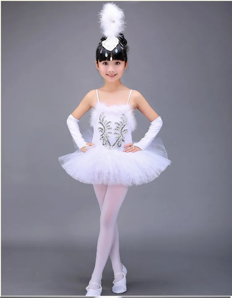 Tutu costumi di danza classica body Dress Professional Ballerina Stage Tutu per bambina White Swan Lake Ballet Dress Kids