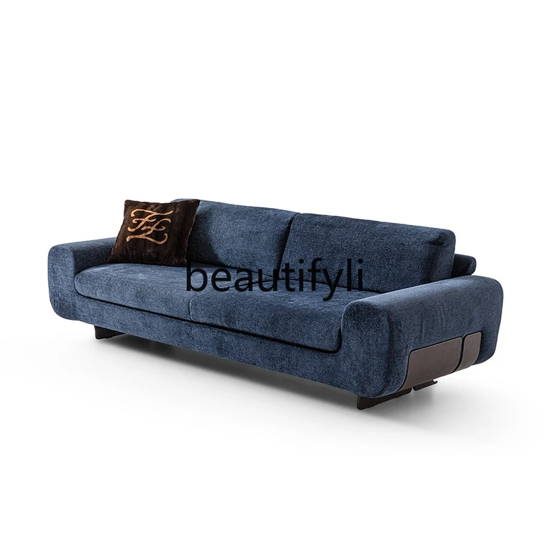 Italian light luxury matte leather sofa high-end three-person sofa imported matte cowhide furniture