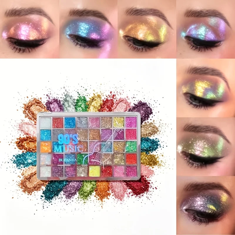 40‑Color Stage Eyeshadow Palette, Glitter, Shimmer & Matte, Fine Sparkling Pigments, Sweat‑Proof & Water‑Resistant, Minimal Fall‑Out, Multi‑Shade Professional Makeup Palette