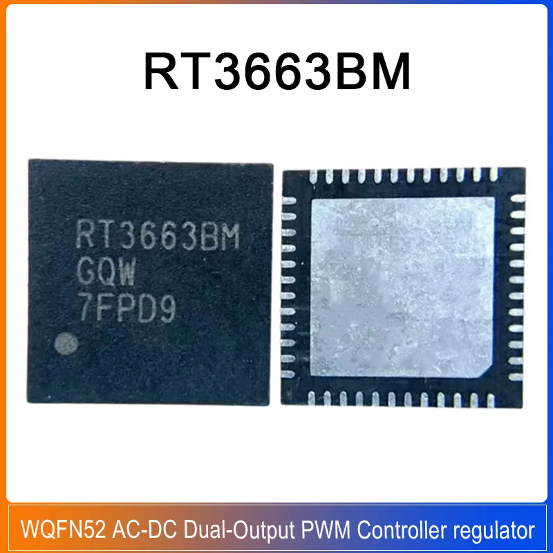 

1/5/20PCS RT3663BMGQW WQFN-52 RT3663BM RT3663 AC-DC Dual-Output PWM Controller with 3 Integrated Drivers