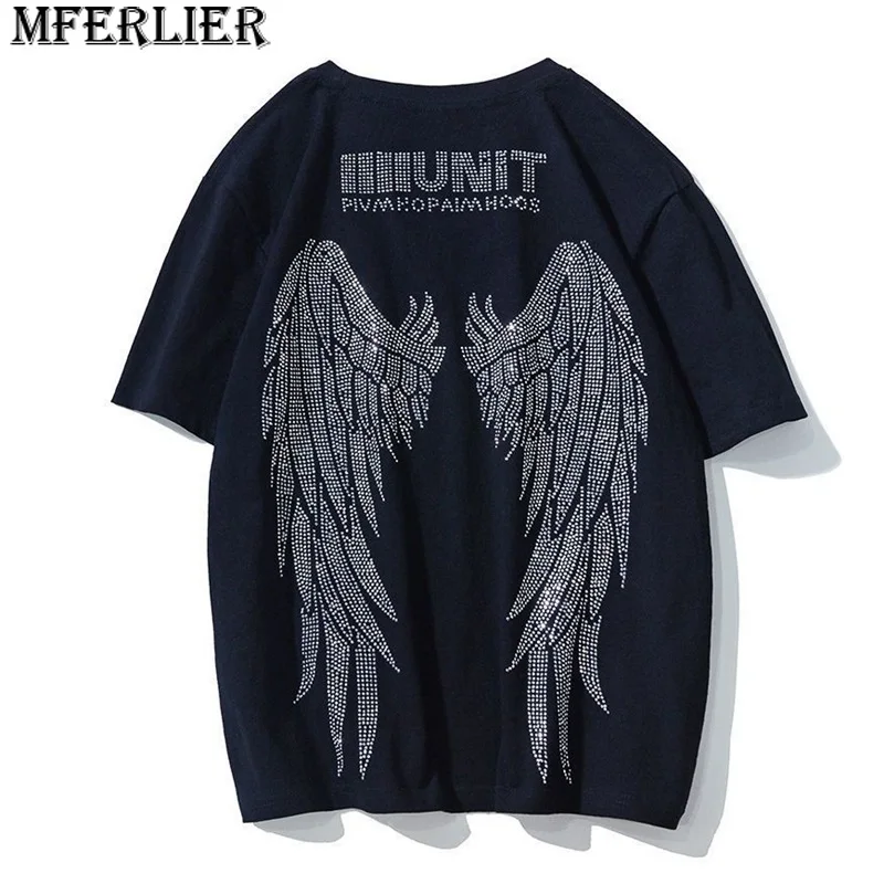 

summer men hip hop tshirt short sleeve fashion chic wing mferlier high street wear tops plus size 8XL tees