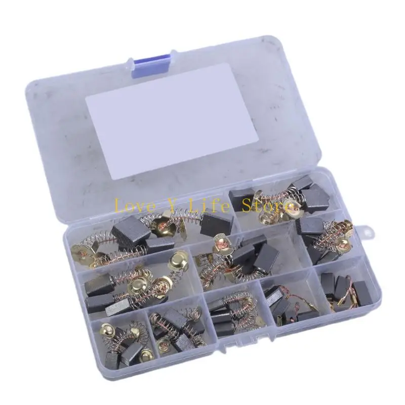 L74C 40Pcs/set Electric Motor Carbon Brushes 10 Different Sizes for Replacement