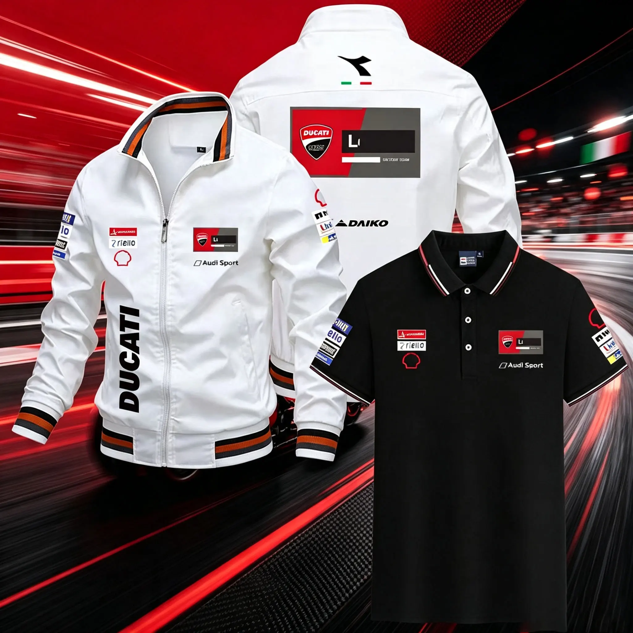 2026 Ducati Corse moto gp Racing Jacket Men Motorcycle Windbreaker Casual Zip Coat+ Short Sleeve Polo Shirt Motorbike Fan pparel