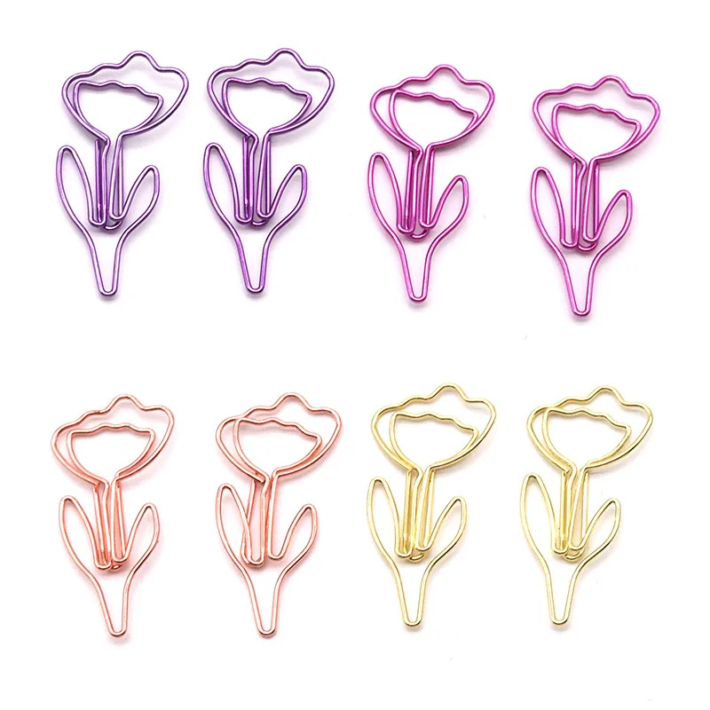 20 قطعة مشبك ورق على شكل زهرة ملونة مشبك ورق ملون مكتب القرطاسية المدرسية المعادن المرجعية حامل القرطاسية دبابيس الورق