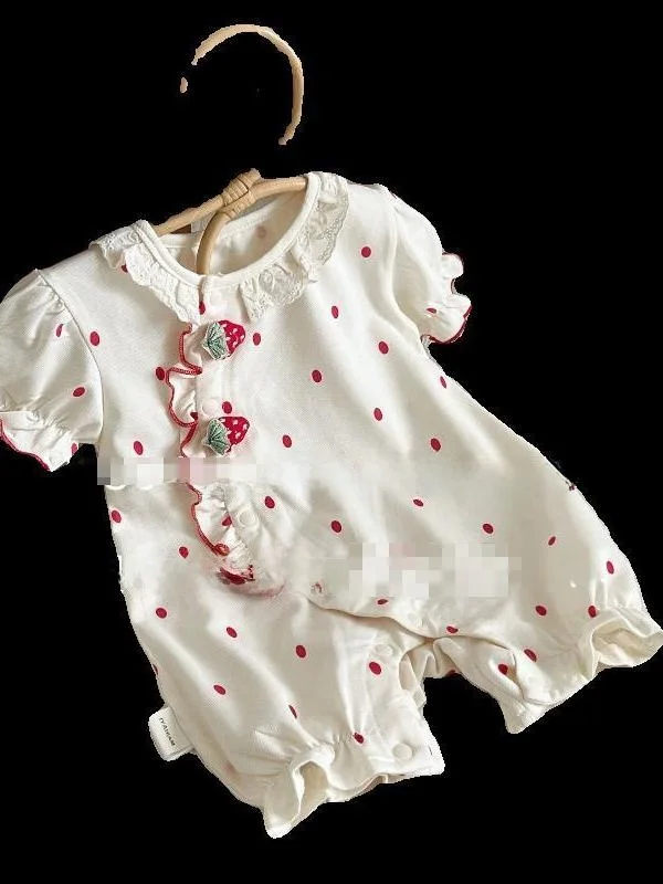 Summer Thin Cotton Rer for Baby Girls ort Sve Newborn Tee-Point Clothes Cling Suit 00 Days Clothes Baby Girl Ou...