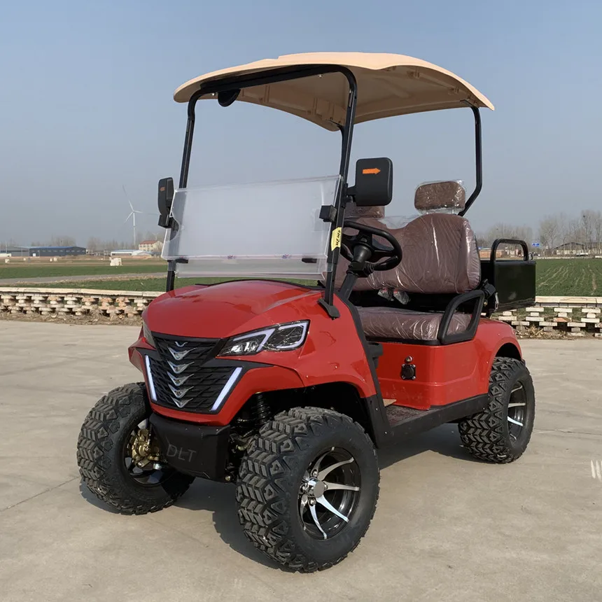 Best Price 48V Lithium Battery Golf Cart Electric Off-Road Beach Electric Car Sightseeing Car With Rear Cargo Box Rain Cover