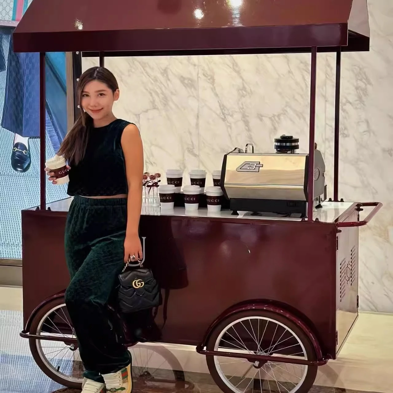 

Customizable shopping mall snack cart movable stall cart shop entrance coffee promotion cart