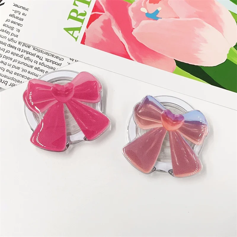 Bonito dos desenhos animados rosa arco magnético titular, aperto superior, suporte do telefone stand, suporte para iphone 16, pad, magsafe, inteligente, coreano