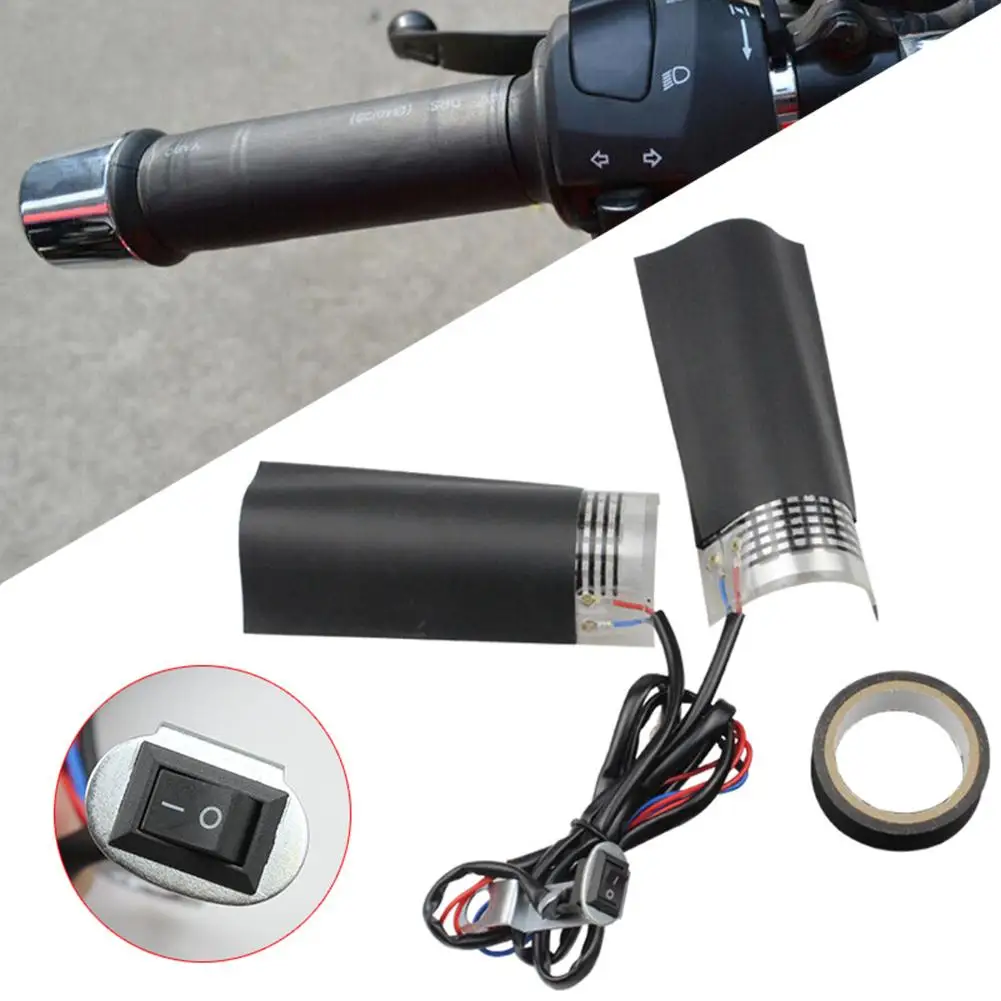 مقابض دراجة نارية ساخنة 12 فولت، قفازات مقود حرارية شتوية لركوب الدراجات الباردة وسادة مقود الدراجة تناسب دراجة نارية ATV العالمية #1